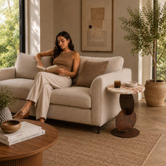 Neo Modern Accent Table with Stone Finish Top