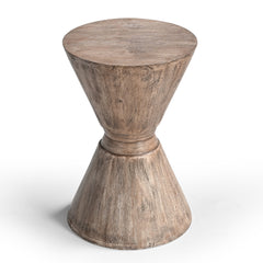 Rustic Hourglass Solid Wood Accent Side Table & Stool