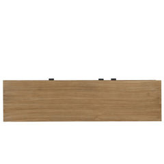 Modern Dark Wood 3-Door Sideboard Cabinet with Gold Textured Panels