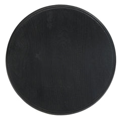 Solid Wood Round Accent End Table with Grooved Rim Top