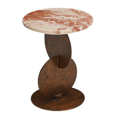 Neo Modern Accent Table with Stone Finish Top