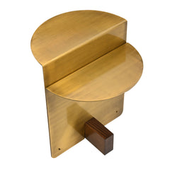 Turner Brushed Gold Side Table with Ash Wood Detail – product view