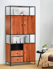 Tall Modern Industrial Storage Cabinet with Shelves, Drawers, and Doors