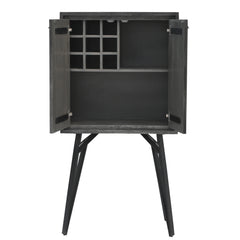 Modern 2-Door Storage Cabinet with Stone-Pattern Doors and Tall Metal Legs