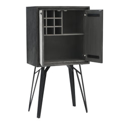 Modern 2-Door Storage Cabinet with Stone-Pattern Doors and Tall Metal Legs