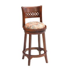 Wooden Bar Stool with Upholstered Seat & Backrest – Honey & Walnut