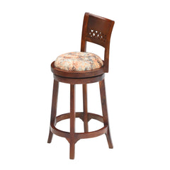 Wooden Bar Stool with Upholstered Seat & Backrest – Honey & Walnut