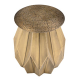 Metal Accent Table – Flower Design in Antique Gold | Furniba