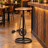 Buy Cycle Bar Stool Online India – Wood & Leather Seat | Furniba