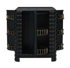 Wooden Bar Cabinet with 3D Diamond Carved Doors | Furniba