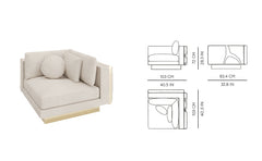 Luxury Modern Beige Sectional Sofa with Artistic Gold Side Accent