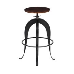 Industrial Adjustable Bar Stool with Wooden Seat – Brown | Furniba