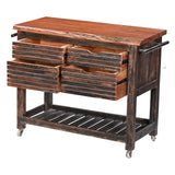 Wooden Kitchen Trolley with 4 Drawers & Open Shelf | Furniba
