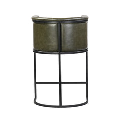 Olive Green Bar Stool with Back – Metal Frame & Footrest | Furniba