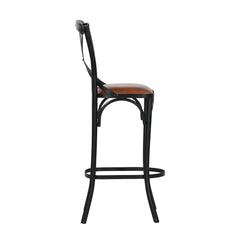 Metal Cross-Back Bar Chair – Crosston Leather-Look | Furniba