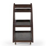 Wooden Serving Trolley – Curved Frame & Stepped Trays | Furniba