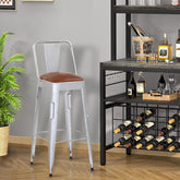 White Metal Bar Chair – Riverton Leather-Look Seat | Furniba