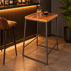 Wooden Bar Table – Square Top with Black Metal Frame | Furniba