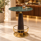 Round Bar Table – Panther Emerald Look & Gold Base | Furniba