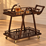 Wooden Bar Trolley – 2 Shelves & 6 Bottle Slots | Furniba