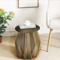 Artisanal Antique Brass Etched Leaf Pattern Round Table Top / Wall Art