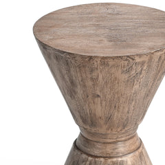 Rustic Hourglass Solid Wood Accent Side  Table & Stool