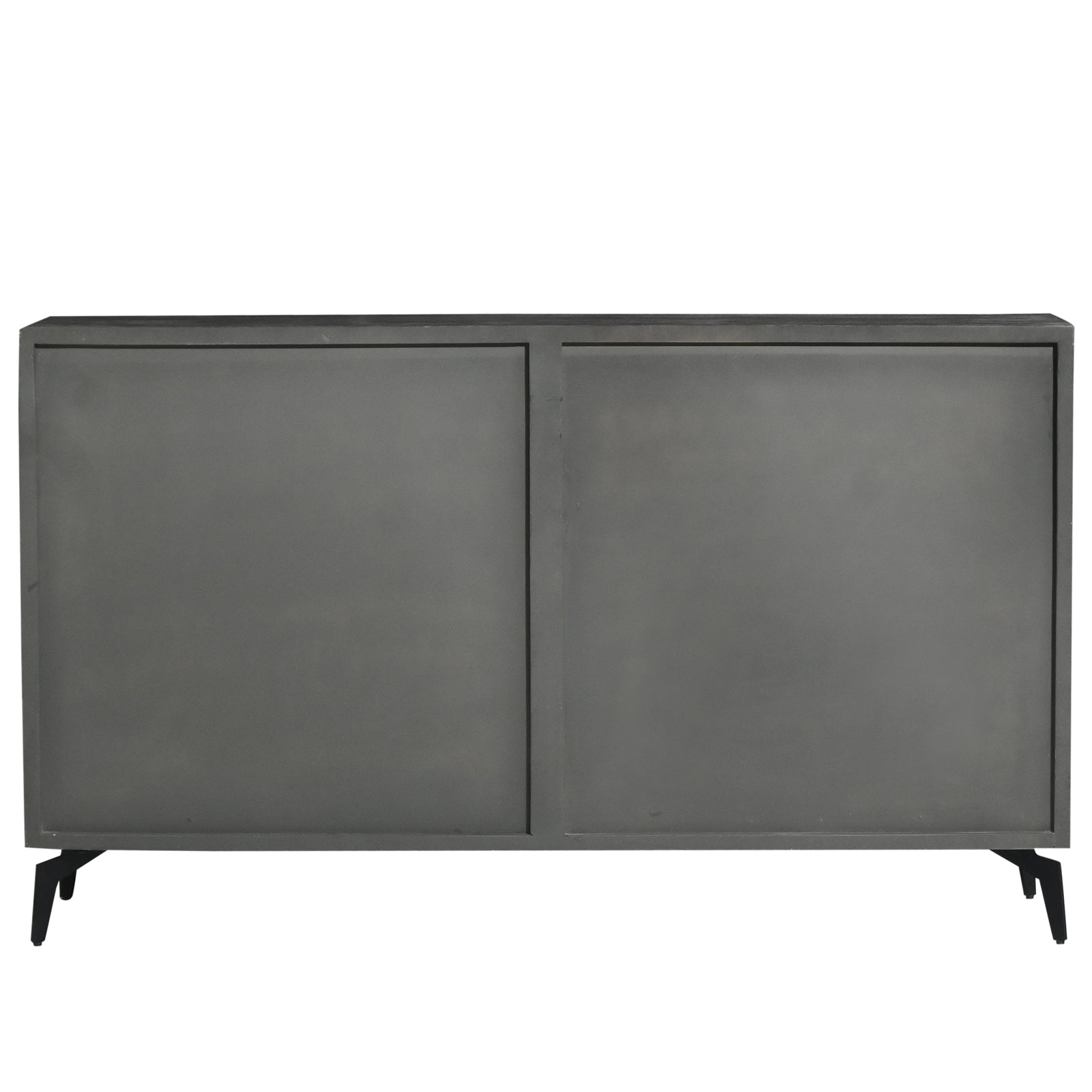 Modern Wooden Sideboard Cabinet with Marble-Patterned 4-Door Panels & Metal Legs
