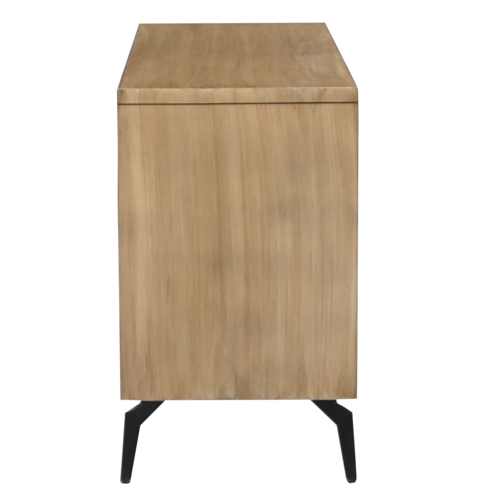 Modern Dark Wood 3-Door Sideboard Cabinet with Gold Textured Panels