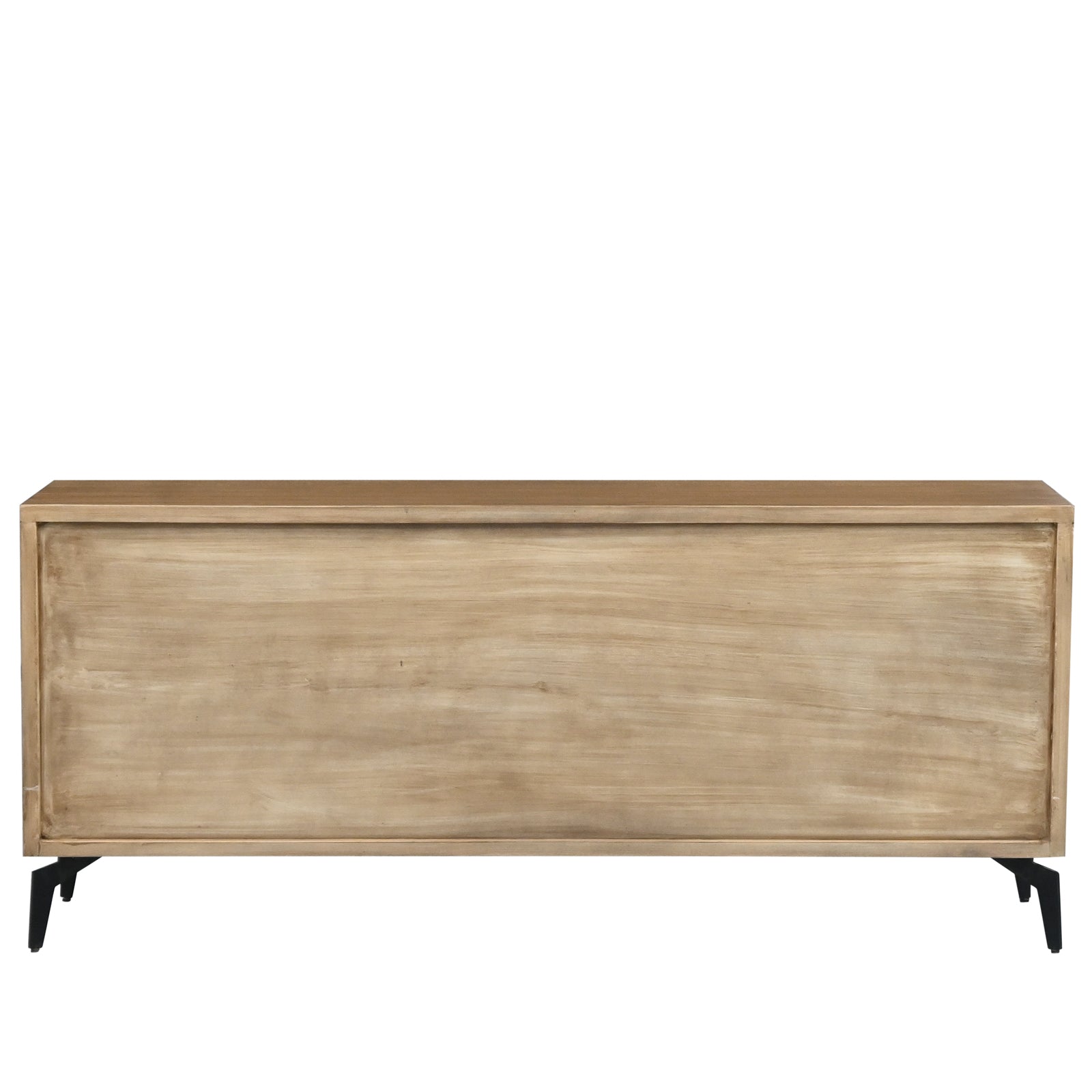 Modern Dark Wood 3-Door Sideboard Cabinet with Gold Textured Panels