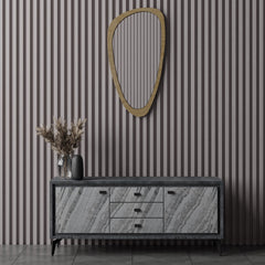 Modern Dark Grey Sideboard Credenza with Marble-Patterned 2-Doors & 3 Center Drawers