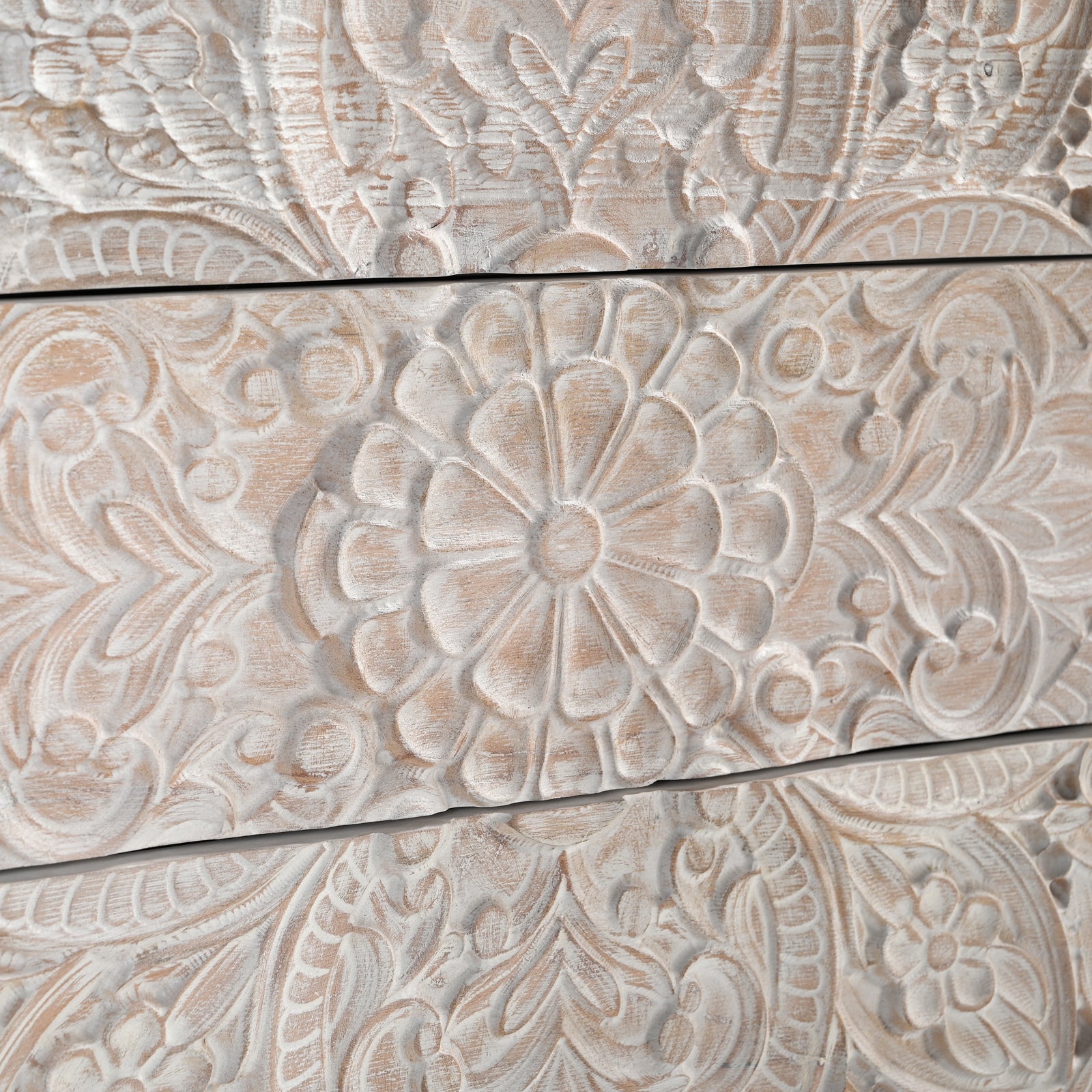 Hand-Carved Wooden 4-Drawer Tall Storage  Dresser Chest