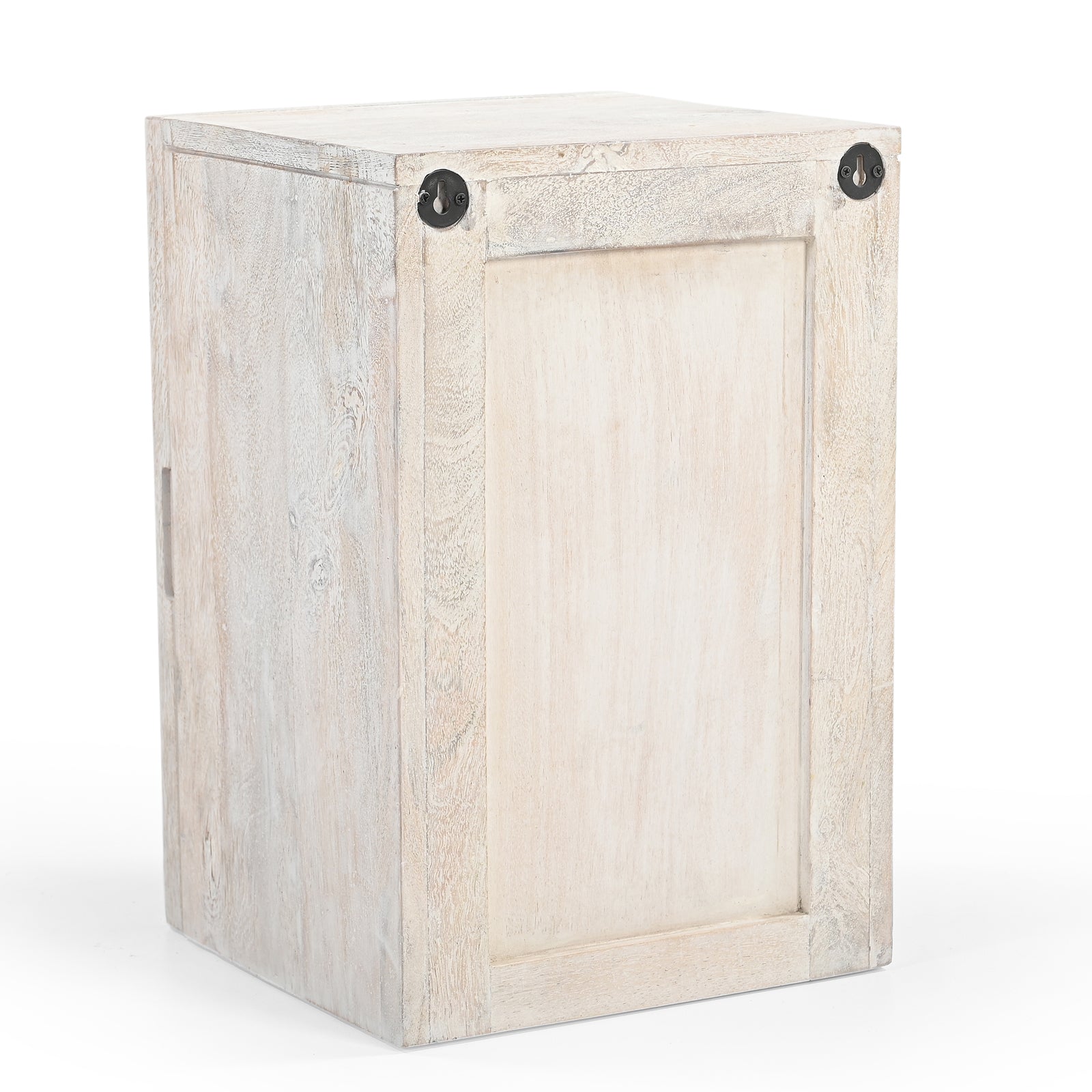 Hand-Carved Wooden Wall-Mounted Mirrored  Key & Storage Cabinet