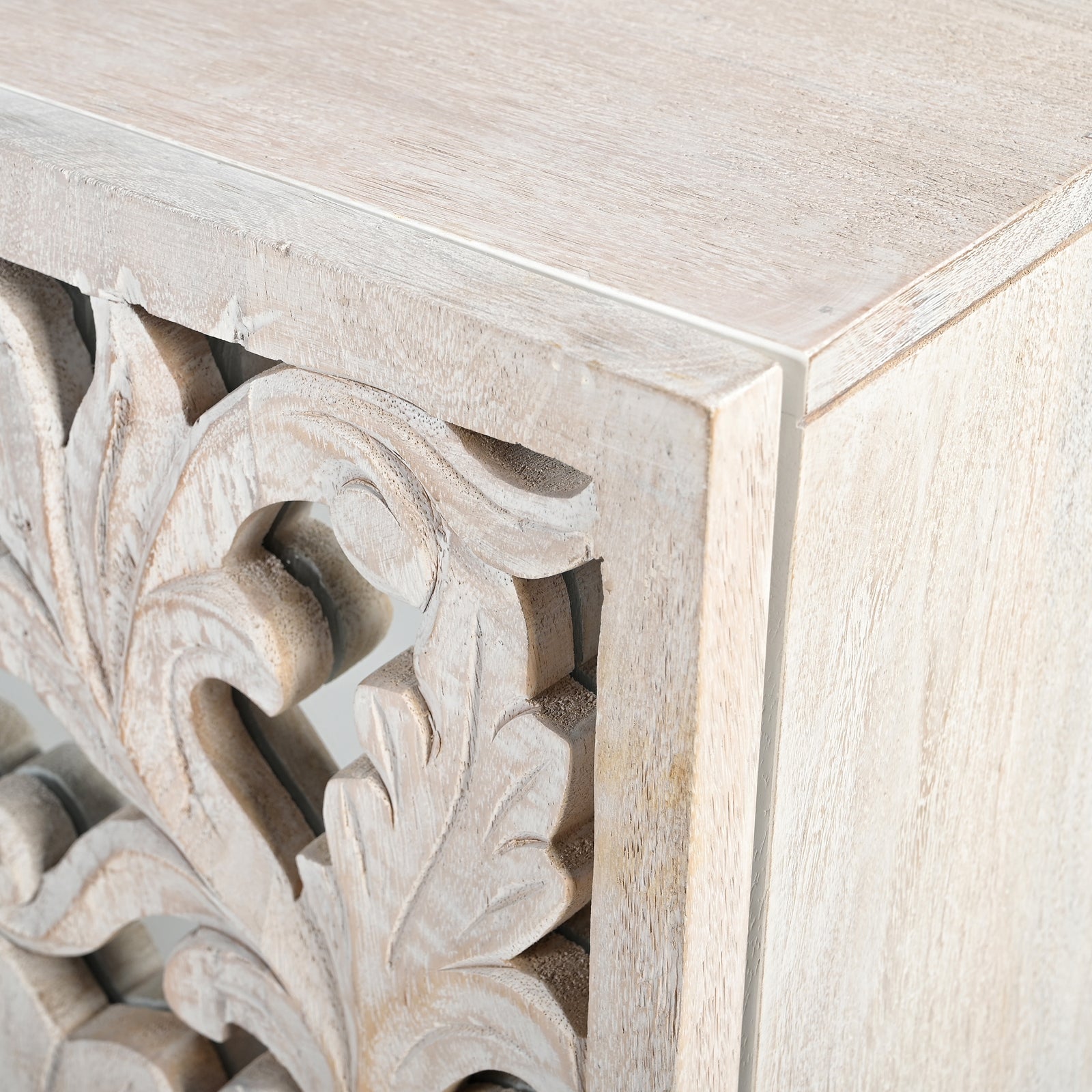 Hand-Carved Wooden Wall-Mounted Mirrored  Key & Storage Cabinet