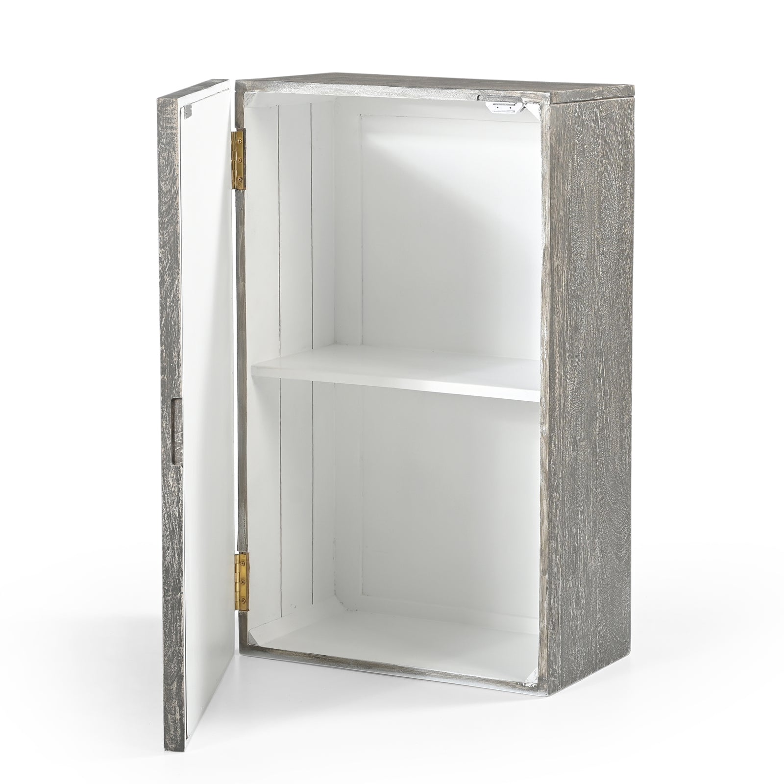 Hand-Carved Wooden Wall-Mounted Mirrored  Key & Storage Cabinet
