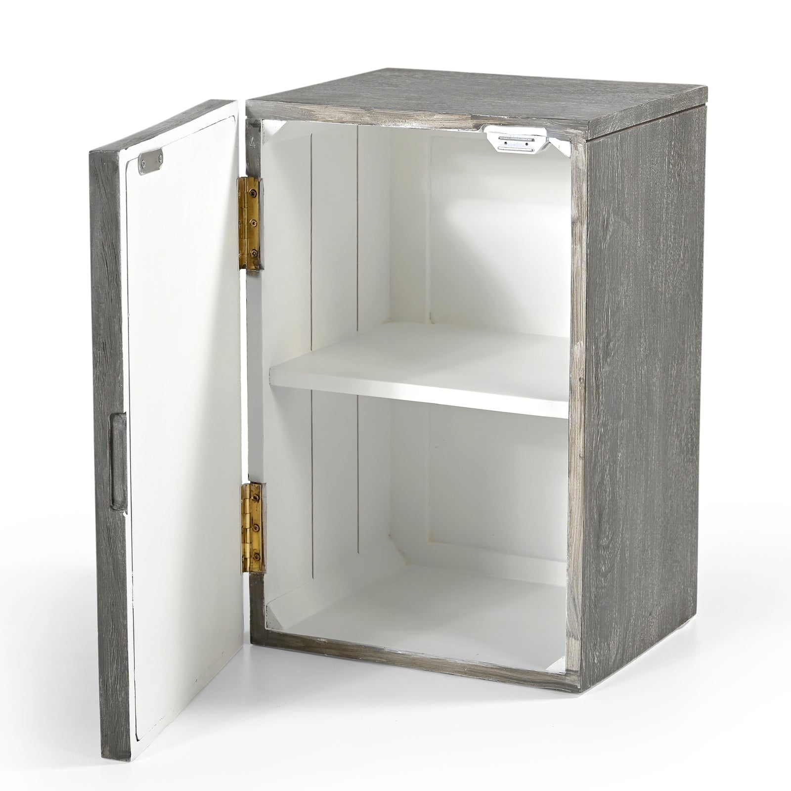 Hand-Carved Wooden Wall-Mounted Mirrored  Key & Storage Cabinet