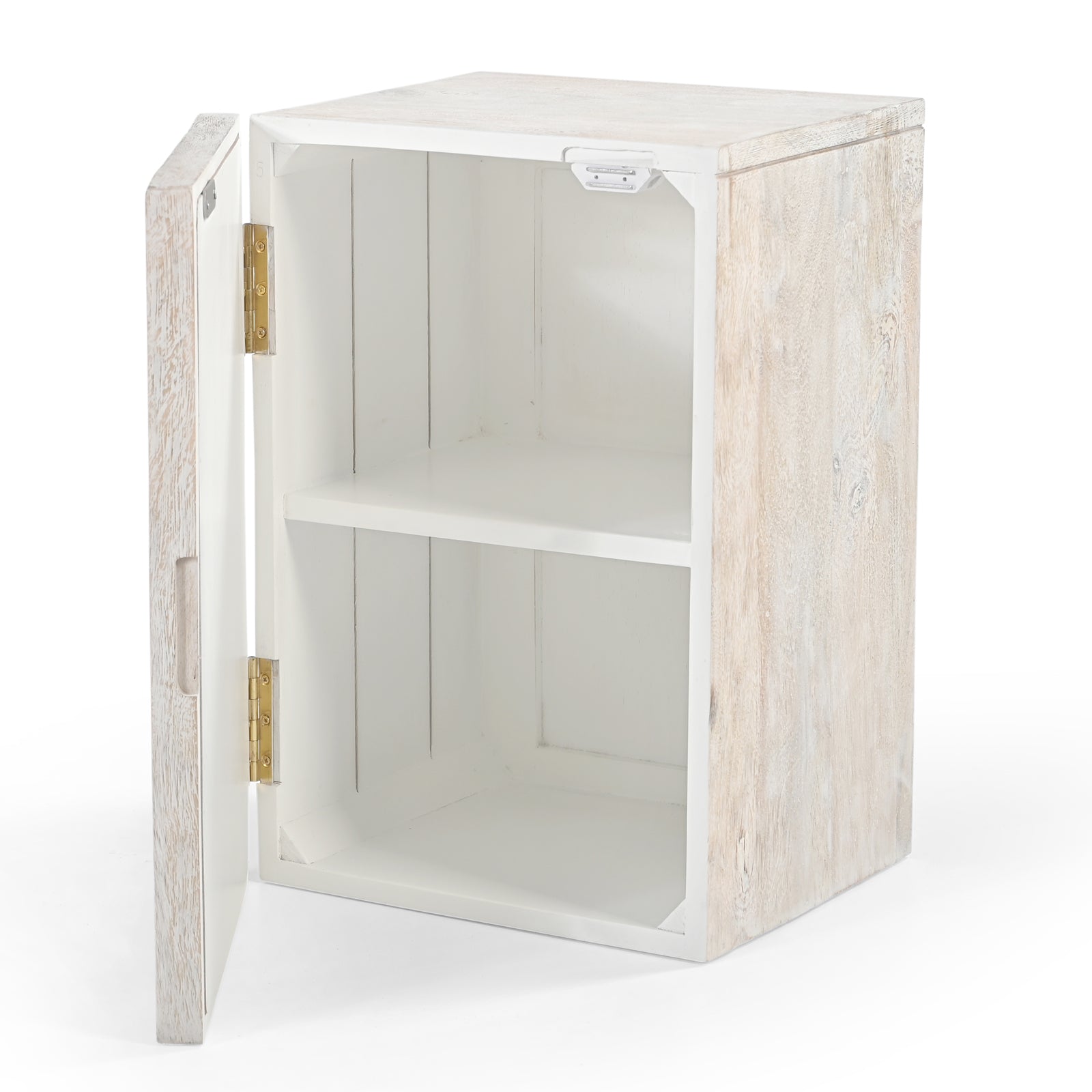 Hand-Carved Wooden Wall-Mounted Mirrored  Key & Storage Cabinet