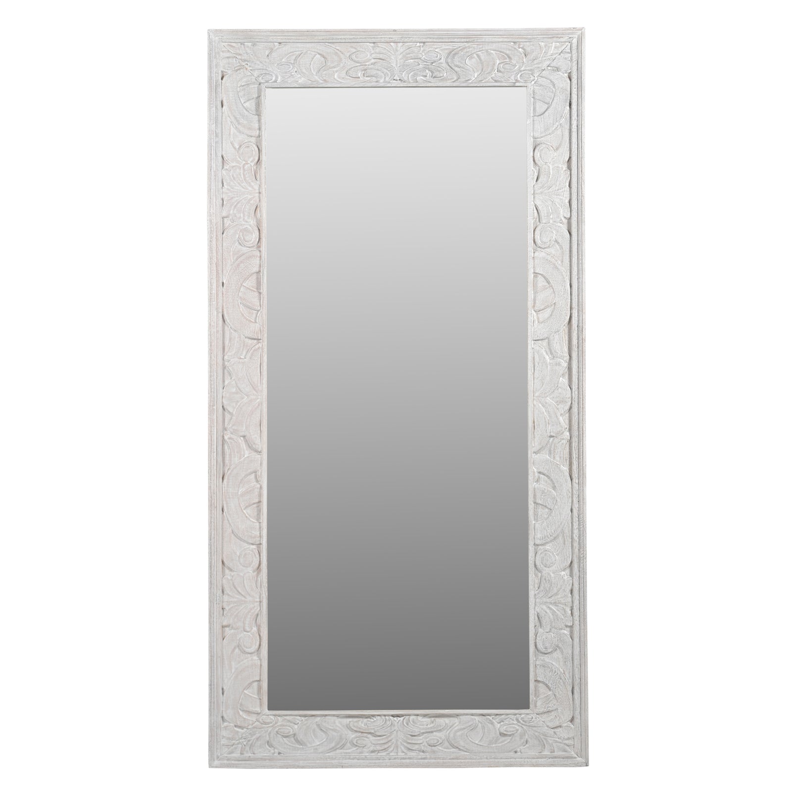Large Hand-Carved Wooden Full-Length  Floor Wall Mirror