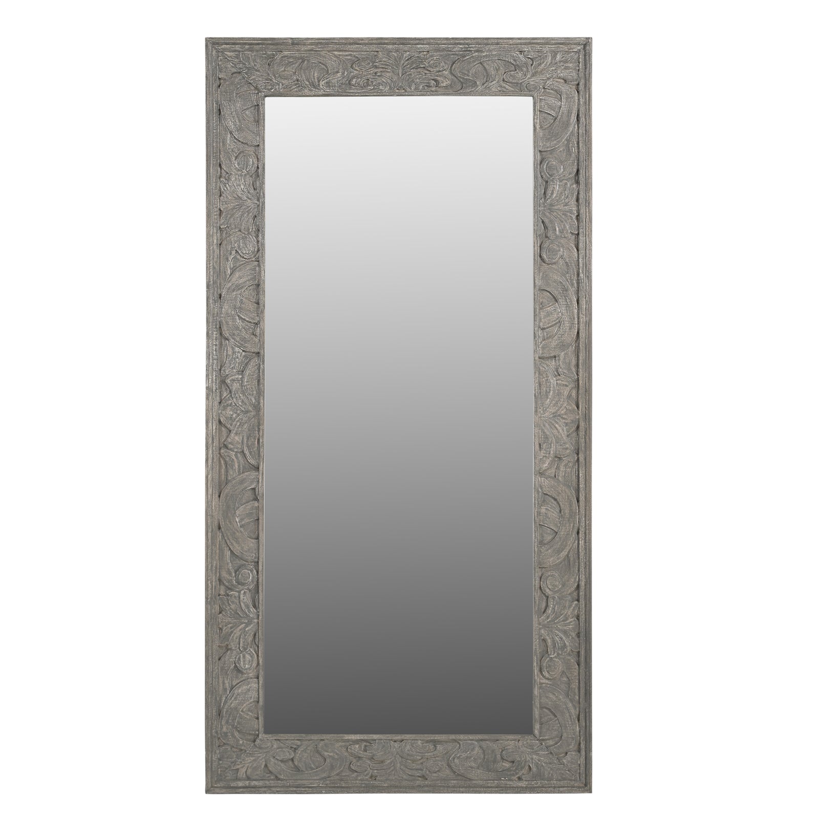 Large Hand-Carved Wooden Full-Length  Floor Wall Mirror