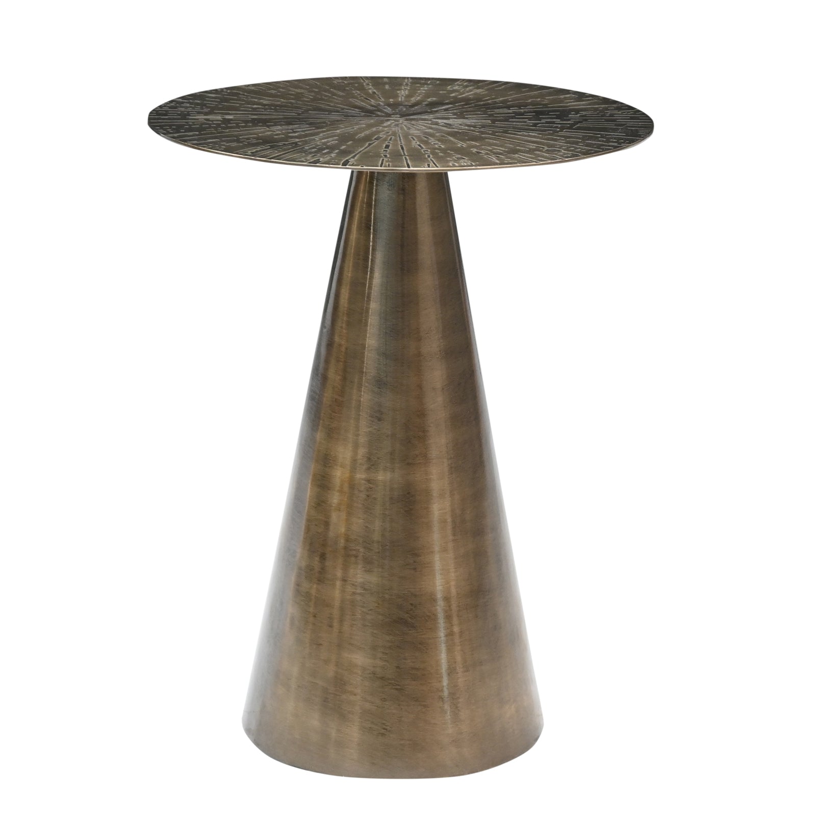 Luxury White Marble Top Side Table with  Conical Polished Gold Base
