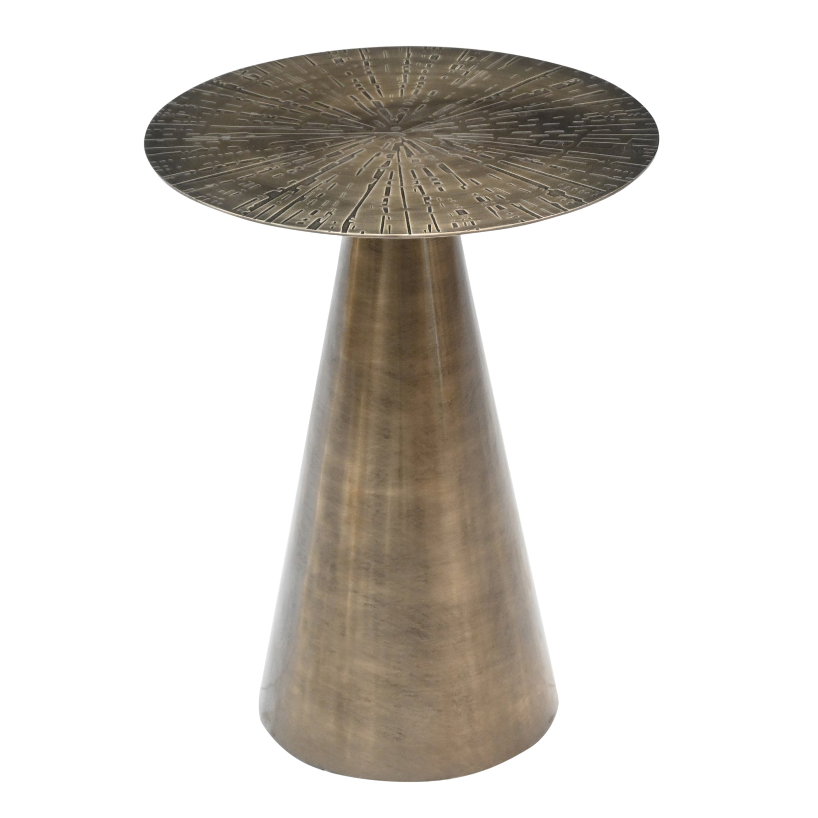 Luxury White Marble Top Side Table with  Conical Polished Gold Base