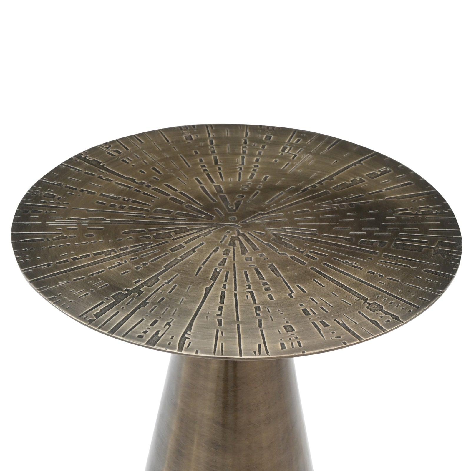 Luxury White Marble Top Side Table with  Conical Polished Gold Base