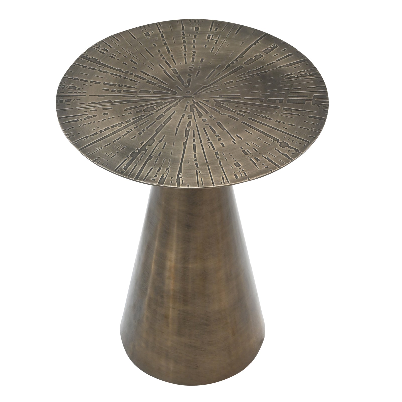 Luxury White Marble Top Side Table with  Conical Polished Gold Base