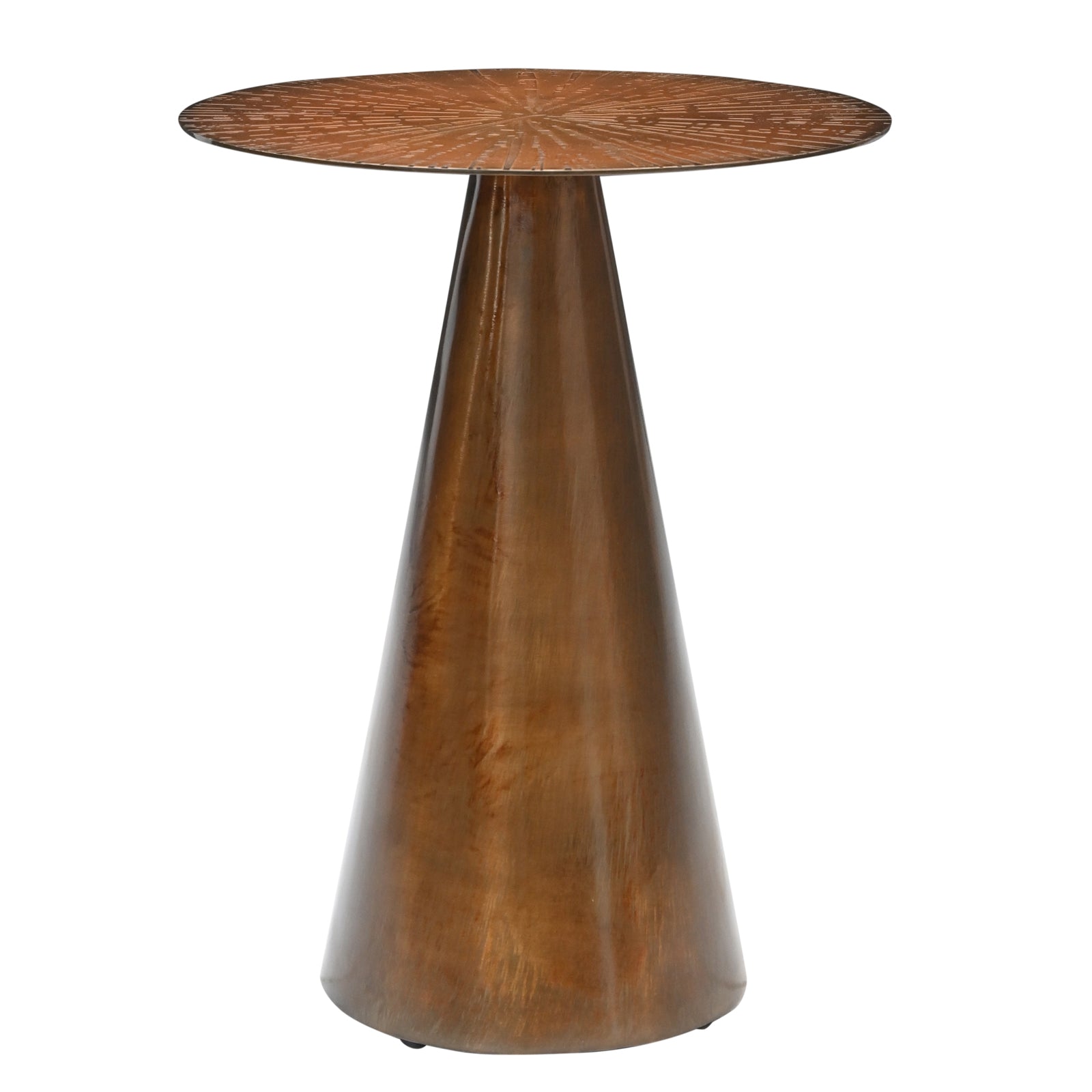 Luxury White Marble Top Side Table with  Conical Polished Gold Base