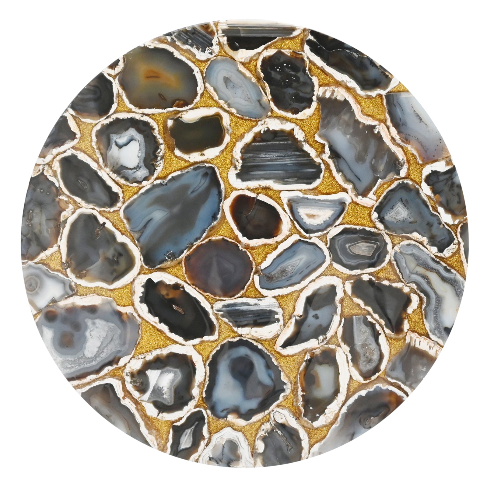 Luxury White Marble Top Side Table with  Conical Polished Gold Base