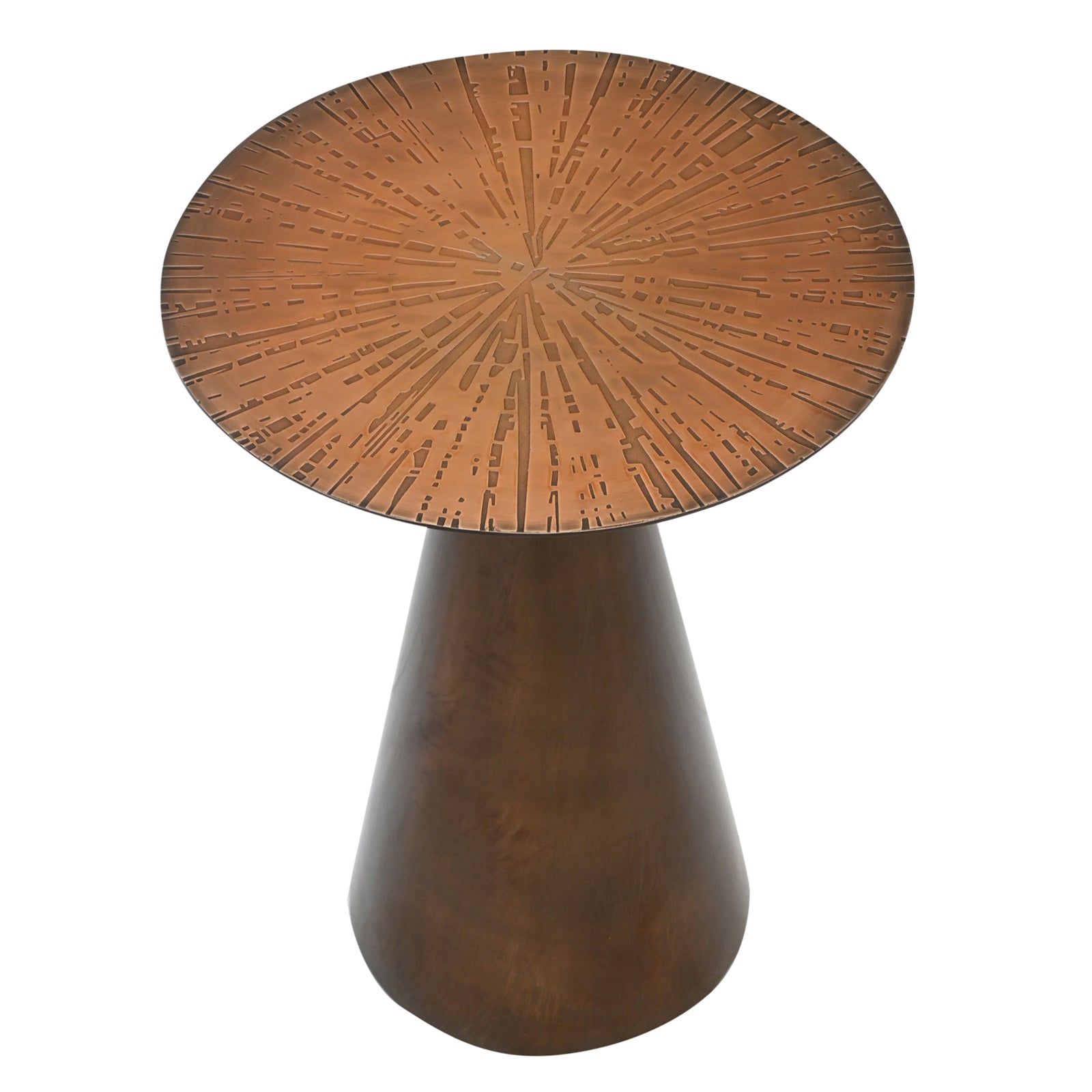 Luxury White Marble Top Side Table with  Conical Polished Gold Base