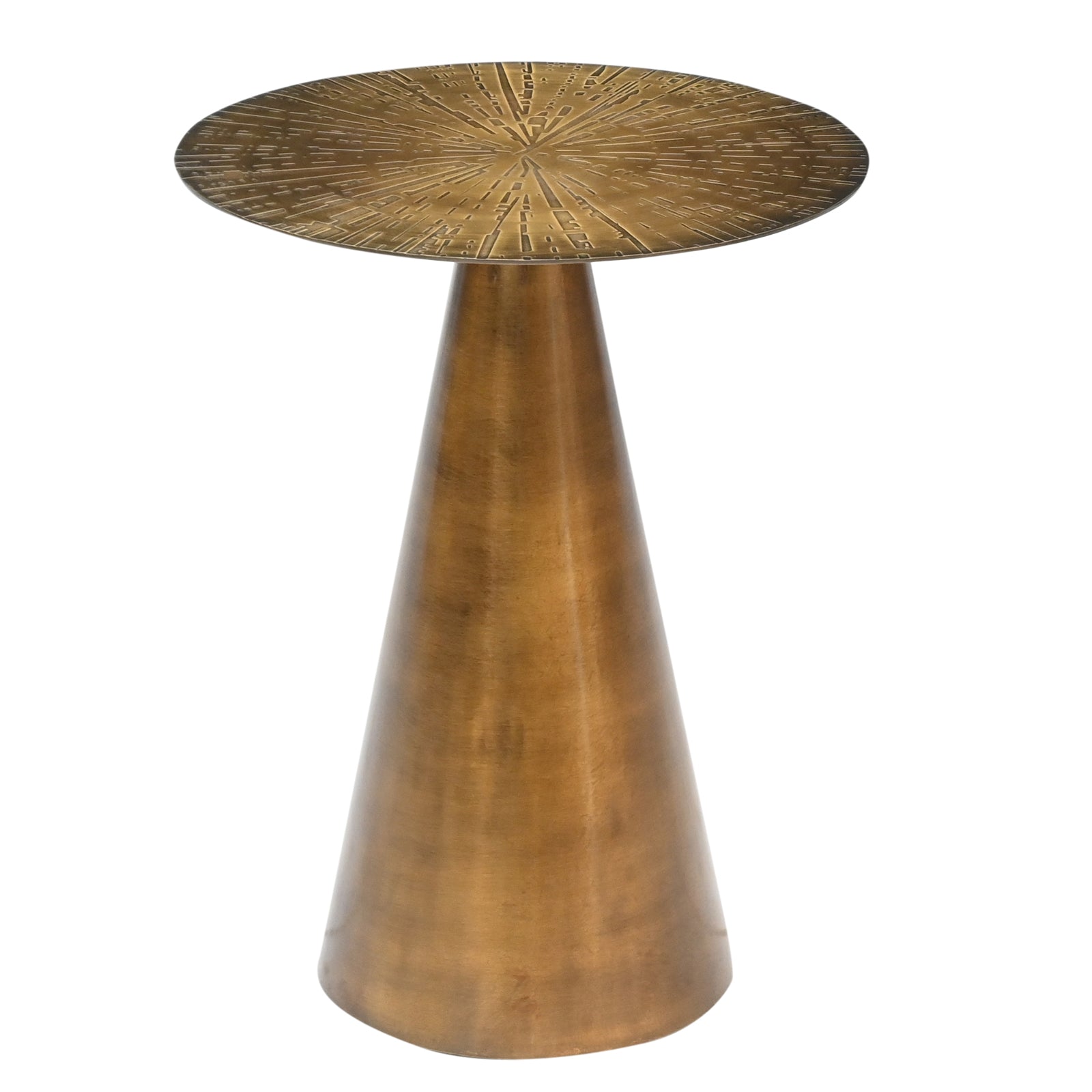 Luxury White Marble Top Side Table with  Conical Polished Gold Base