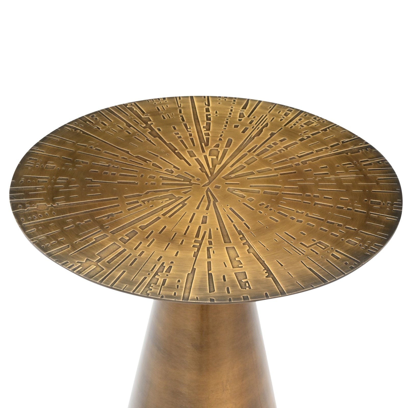 Luxury White Marble Top Side Table with  Conical Polished Gold Base
