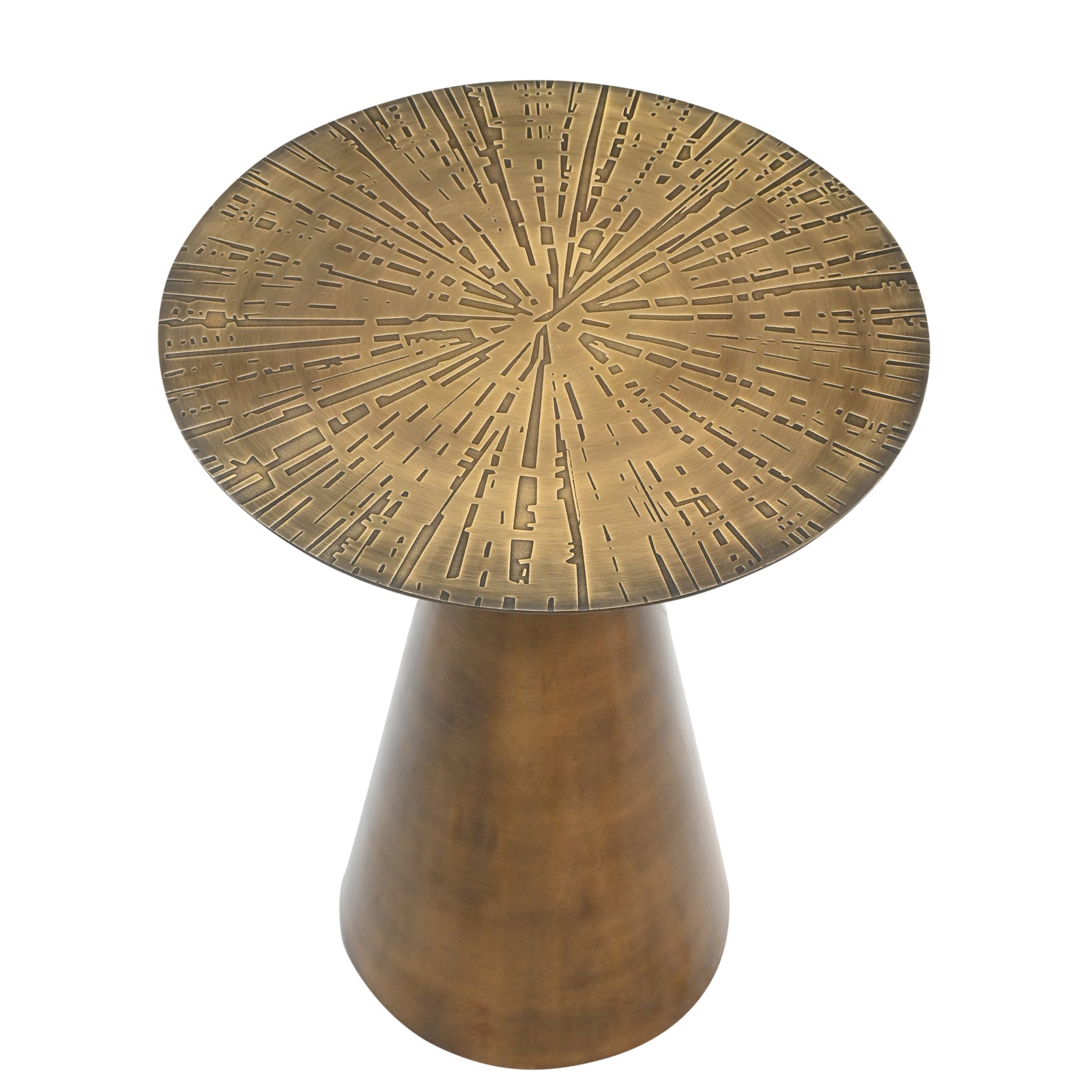 Luxury White Marble Top Side Table with  Conical Polished Gold Base