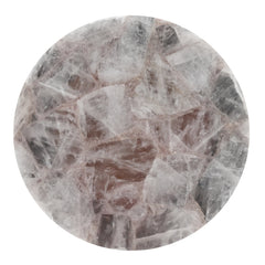 Luxury Grey Quartz Agate Mosaic Round Side  Table with Geometric Polished Gold Base