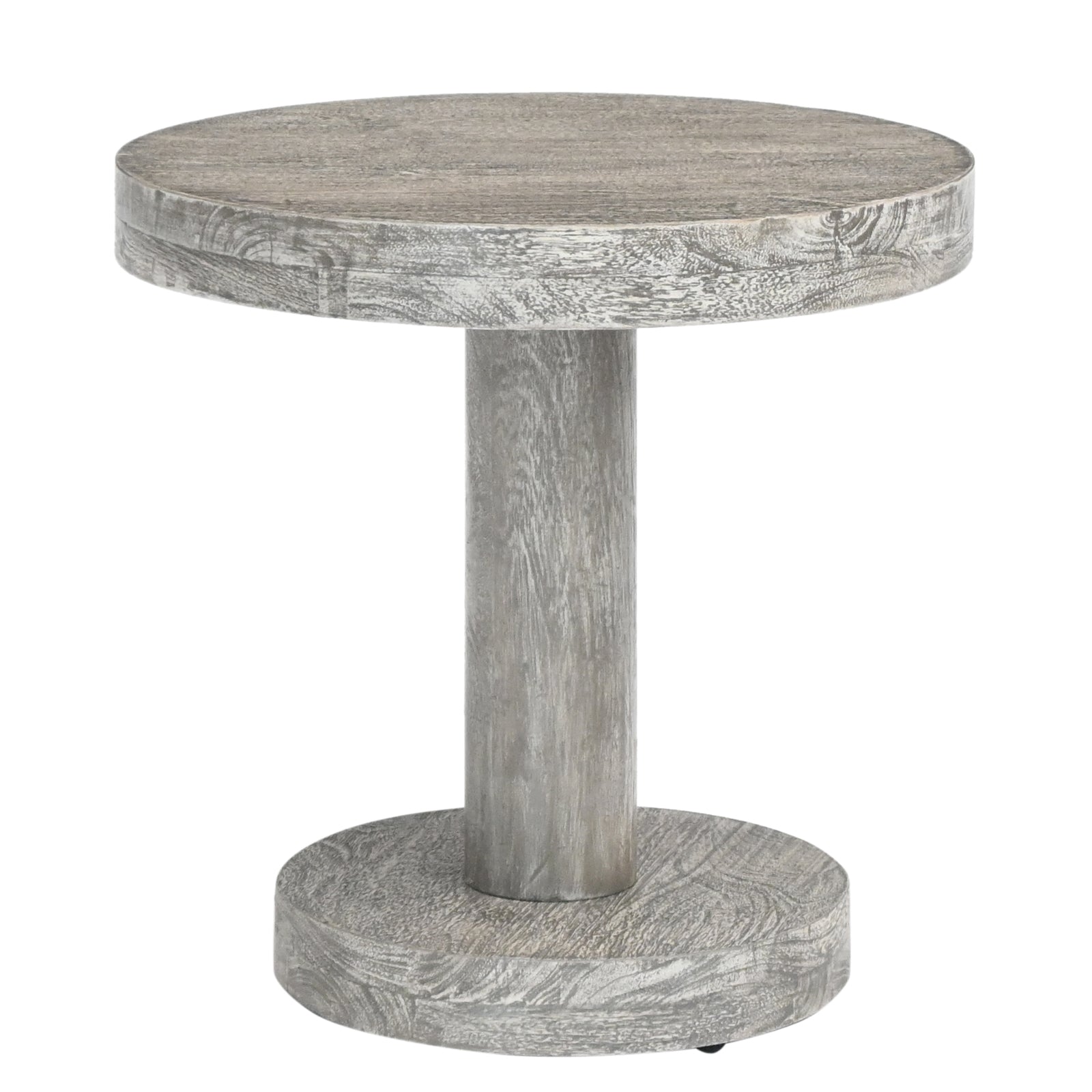 Minimalist Round Wooden Accent Center Table Set with Column Pedestal Base